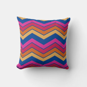Modern Colorful Zigzag Chevron Pattern Girly Throw Pillow
