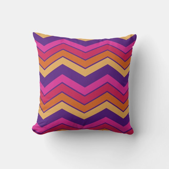 Modern Colorful Zigzag Chevron Pattern Girly  Throw Pillow (Front)