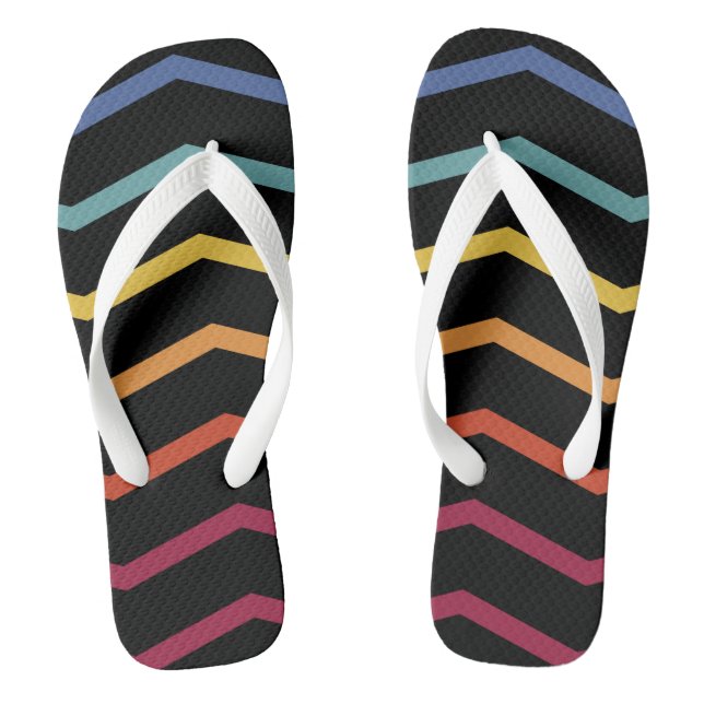 Modern Colorful Zigzag Pattern Flip Flops (Footbed)