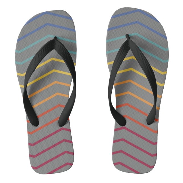 Modern Colorful Zigzag Pattern Flip Flops (Footbed)