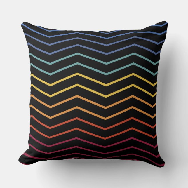 Modern Colorful Zigzag Pattern Throw Pillow (Front)