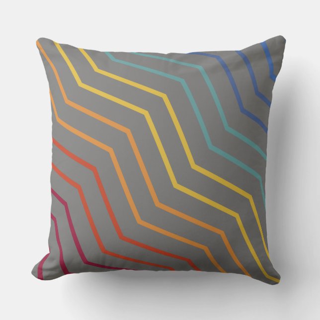 Modern Colorful Zigzag Pattern Throw Pillow (Front)