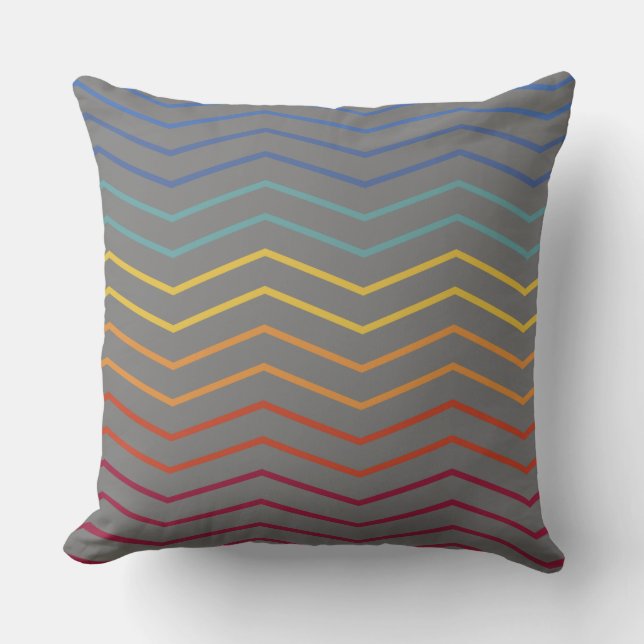 Modern Colorful Zigzag Pattern Throw Pillow (Front)