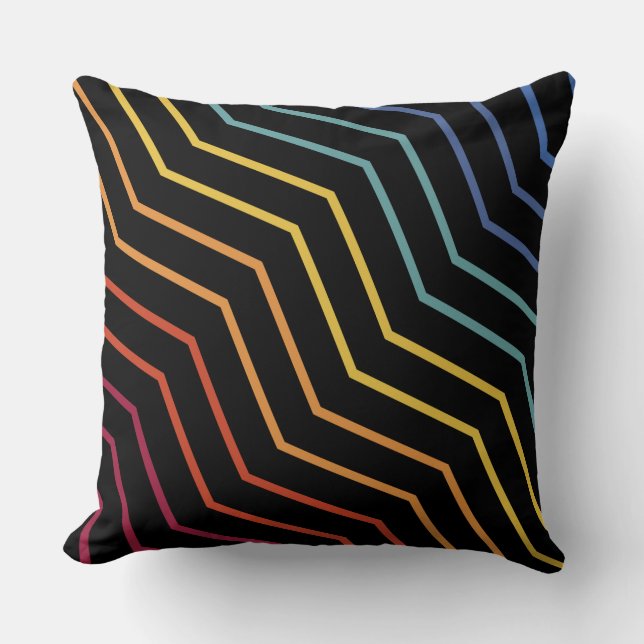 Modern Colorful Zigzag Pattern Throw Pillow (Front)