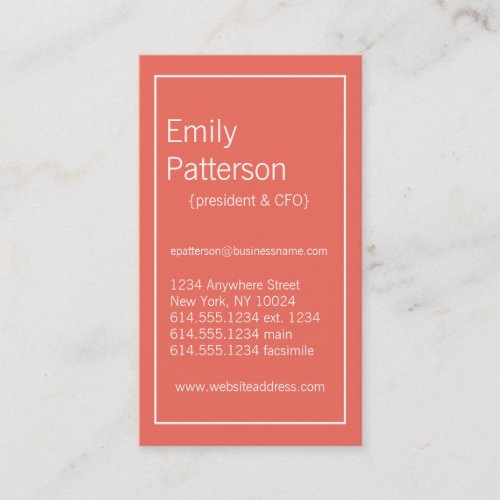 Modern Colors :: Emberglow &amp; White Business Card