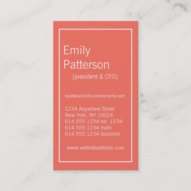 Modern Colors :: Emberglow & White Business Card (Front)