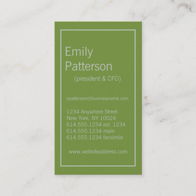 Modern Colors :: Green & Light Gray Business Card (Front)