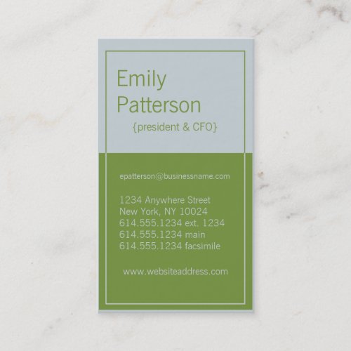 Modern Colors : Light Gray &amp; Green Design 5 Card Business Cards