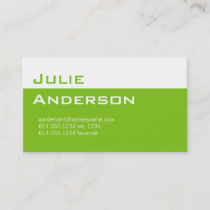 Modern Colors Lime Green & White Business Card 1