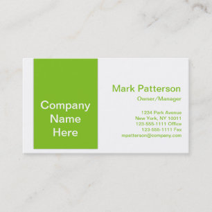 Modern Colors Lime Green & White Business Card 2