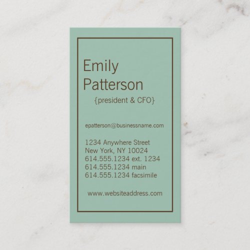 Modern Colors :: Seafoam &amp; Brown Business Card