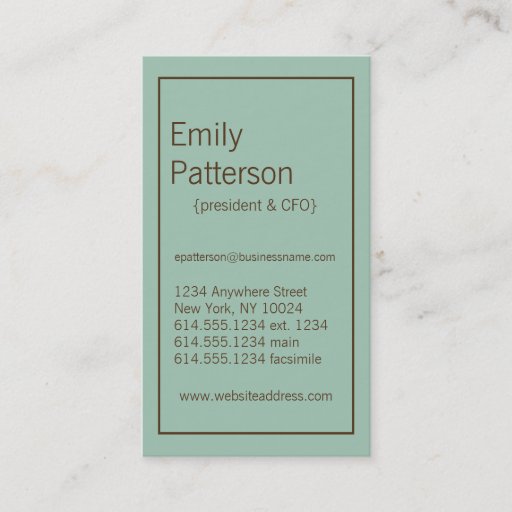 Customizable Modern Colors :: Seafoam &amp; Brown Business Card