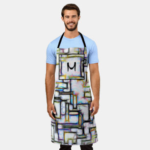 Modern Colors Square Geometric Monogram Custom Apron