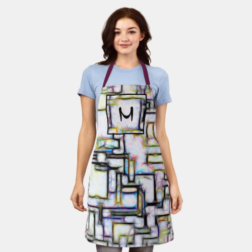 Modern Colors Square Geometric Pattern Apron