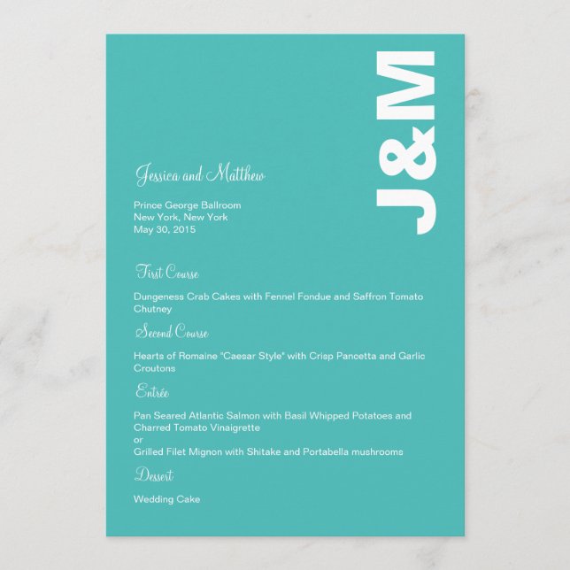 Modern Colors Wedding Menu Card (Front)