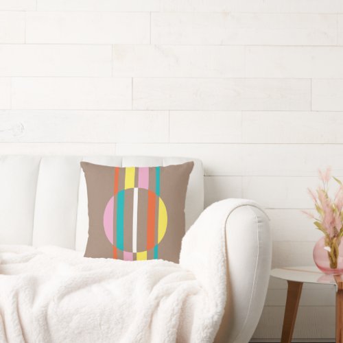 Modern colourful abstract stripes pattern throw pillow