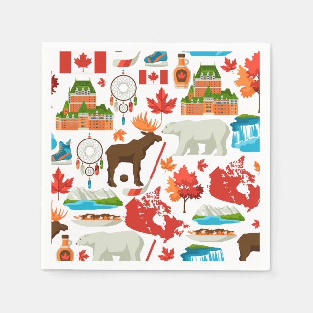 Modern colourful Canadian themed Napkins (Front)