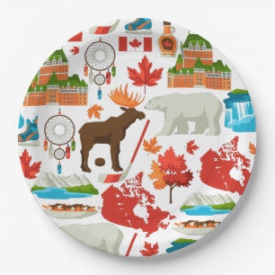 Modern colourful Canadian themed Paper Plates