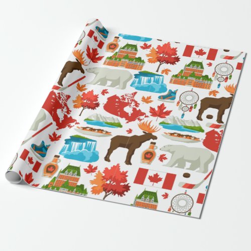 Modern colourful Canadian themed  Wrapping Paper