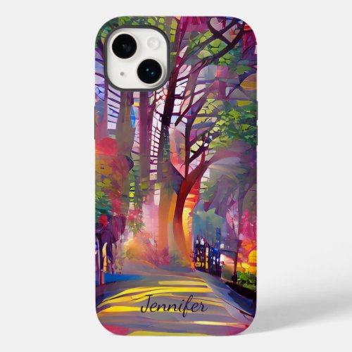 Modern colourful country lane  custom name Case_Mate iPhone 14 plus case