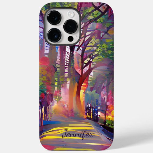 Modern colourful country lane  custom name Case_Mate iPhone 14 pro max case
