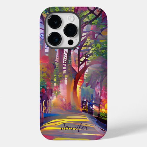 Modern colourful country lane  custom name Case_Mate iPhone 14 pro case