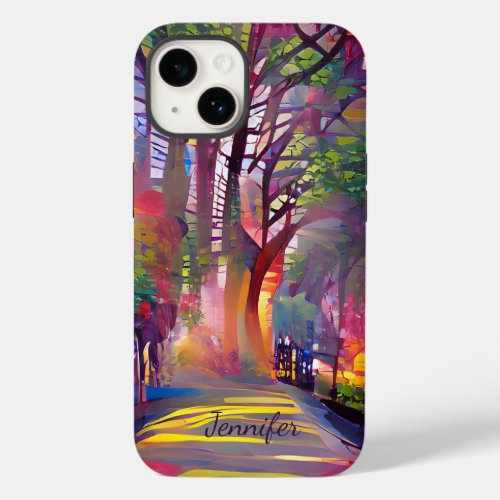 Modern colourful country lane  custom name Case_Mate iPhone 14 case