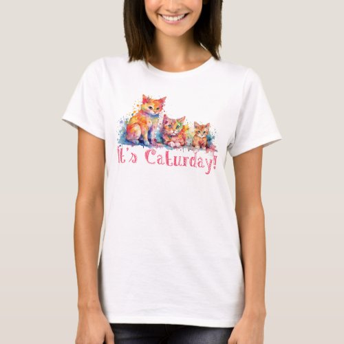 Modern Colourful Its Caturday T_Shirt