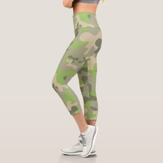 Modern Combat Camouflaged Pattern Capri Leggings