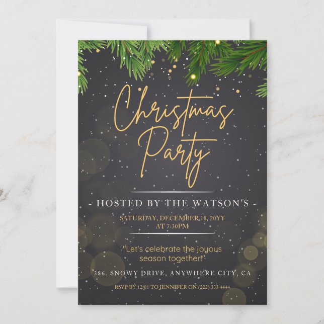Modern 'Come Hang Out' Santa Claus Christmas Party Invitation (Front)