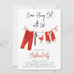 Modern 'Come Hang Out' Santa Claus Christmas Party Invitation | Zazzle