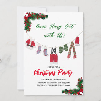 Modern 'Come Hang Out' Santa Claus Christmas Party Invitation