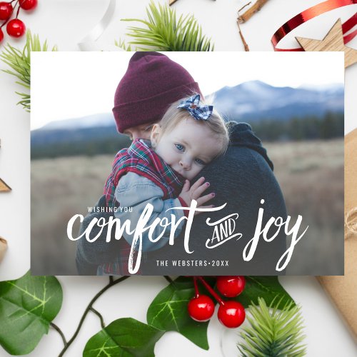 Modern Comfort and Joy Holiday Christmas Photo