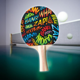 Modern Comic Book Colorful Typographic Ping Pong Paddle