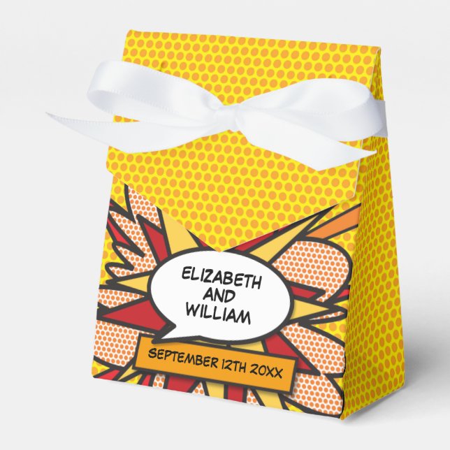 Modern Comic Book Fun Geometric Wedding Favor Box (Front Side)