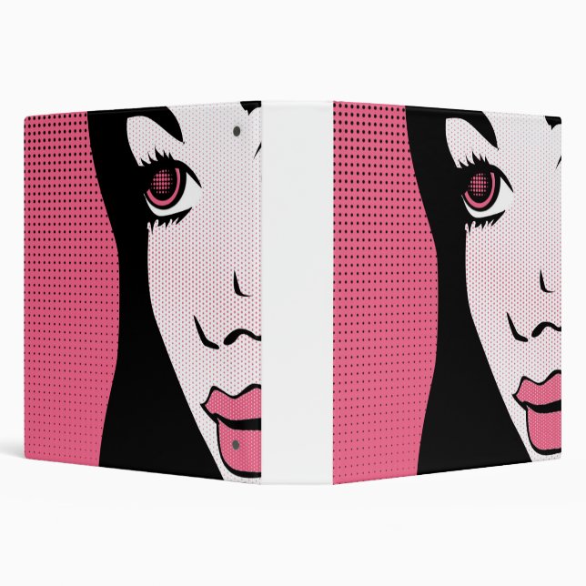 Modern Comic Book Pop Art of Woman's Face 3 Ring Binder (Background)