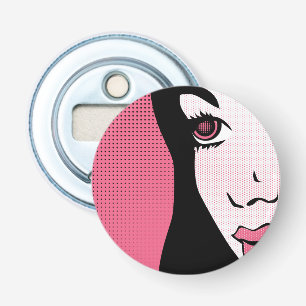 Modern Comic Book Pop Art of Woman's Face Bottle Opener