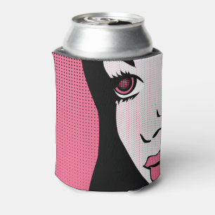 Modern Comic Book Pop Art of Woman's Face Can Cooler