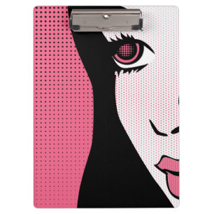 Modern Comic Book Pop Art of Woman's Face Clipboard