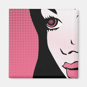 Modern Comic Book Pop Art of Woman's Face Magnet