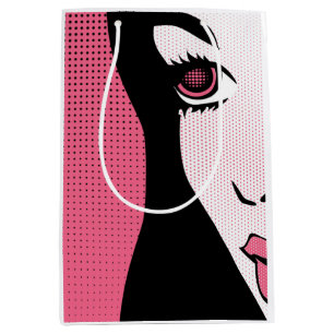 Modern Comic Book Pop Art of Woman's Face Medium Gift Bag