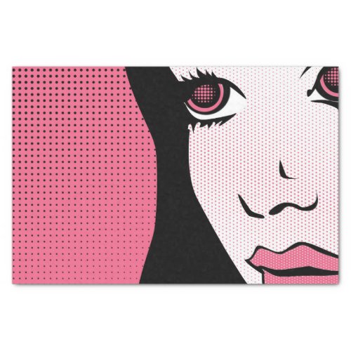 Modern Comic Book Pop Art of Womans Face Tissue Paper