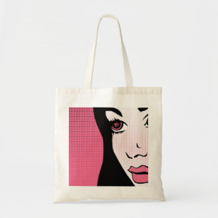 Modern Comic Book Pop Art of Woman's Face Tote Bag