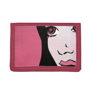 Modern Comic Book Pop Art of Woman's Face Trifold Wallet