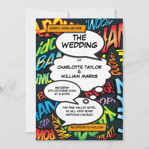 Modern Comic Book Pop Art Photo Wedding Invitation