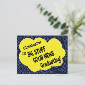 Modern Comic Graduation Save The Date Annoucement Postcard (Standing Front)