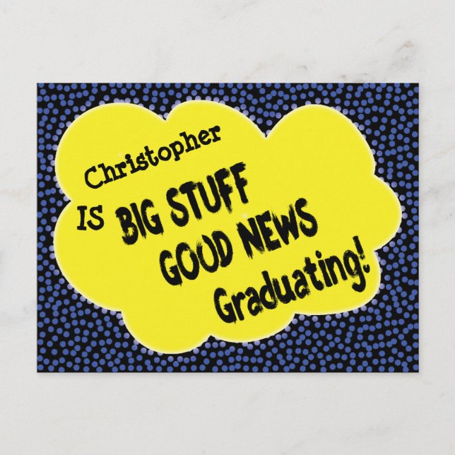 Modern Comic Graduation Save The Date Annoucement Postcard (Front)