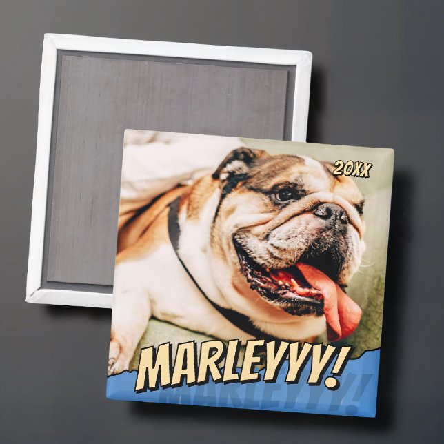 Modern Comic Simple Cool Custom Pet Photo Magnet (Creator Uploaded)