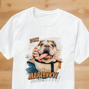 Modern Comic Simple Cool Grunge Custom Pet Photo T-Shirt