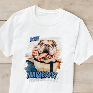 Modern Comic Simple Cool Grunge Custom Pet Photo T-Shirt